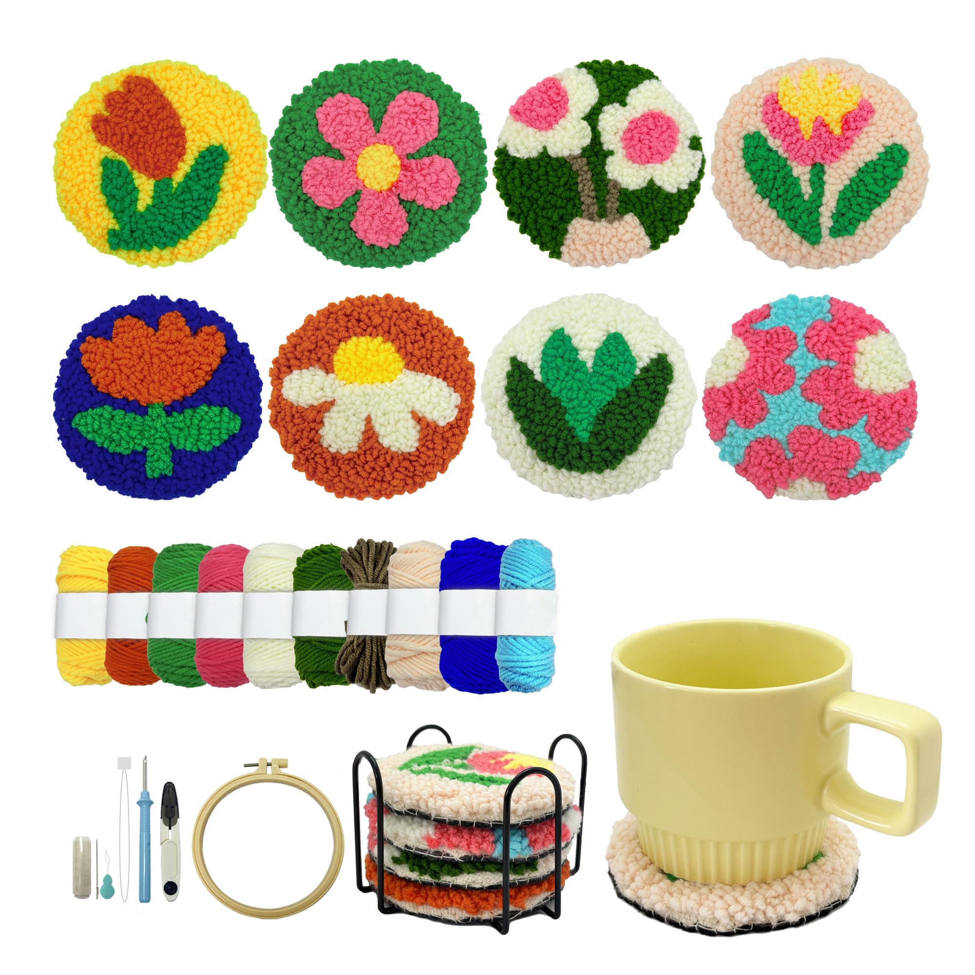 SEREDH Punch Needle Kit for Beginners Adults Easy Needle Punch Embroidery Tool Set Including Threader Instruction Fabric Hoop Ya