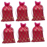 brown leaf 12X9 inches Carry Design Potli Bags Jewelry Pouch Best for Wedding Anniversary Party Supply Return Gifting Bags Pack