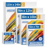 FIXSMITH Stretched Canvas for Painting- 10 Pack Multisize 4x4,5x7,8x10,9x12,11x14 (2 of Each),100% Cotton,Primed,for Acrylic,Oil