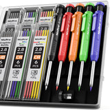 Nicpro 5 Pack Carpenter Pencil with Sharpener, Mechanical Carpenter Pencils with 41 Refills, Construction Pencil Heavy Duty Wood