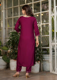 Wedani Rayon Sequence Embroidered Kurta Set With Dupatta For Women - Maroon,MAROON,M,Rayon,A-Line,