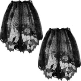 Boao 2 Pieces Halloween Spider Web Lamp Shades Topper Lace Cobweb Window Door Fireplace Mantle Scarf Cover with 2 Pieces Ribbon 