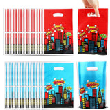 50pcs Spider Party Favors Bags, Red and Blue Double-Sided Design City Cartoon Theme Goodie Candy Snack Gifts Treat Bags Party Su