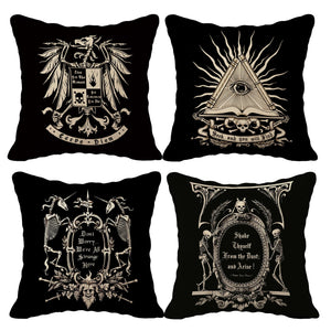 (RB) Dark Memento Mori The Undead Gothic Macabre Art Throw Pillow Case,18 x 18 Inch Set of 4,Gothic Home Decor, Gifts Wife, Sist