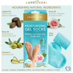 Moisturizing Socks - Premium Gel Silicone Aloe Foot Spa Socks (Up to Size 8.5) Infused with Vitamin E & JoJoba Oil - Self Care G