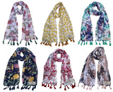 Fusfus WomenS Printed Chiffon Scarves And Stoles, Free Size(Multicolour, Fs1066) Pack Of 6 (Multicolor1)