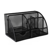 Neomate Metal Mesh Pen And Pencil Organizer | 6-Compartment Stationery Storage Box For Home & Office Accessories