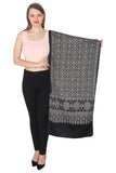 Amrozia Ajrakh Block Print Mashru Silk Stole For Women (Black)