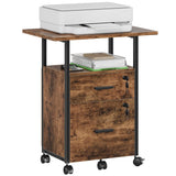 GYIIYUO 2 Wood Drawer File Cabinet with 22'' Extended Desktop and Lock, Mobile Filing Cabinet with Side Bag, Rolling Printer Sta