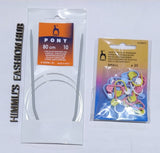 HimmuS Fashion Hub Pony 80 Cm Aluminium Fixed Circular Knitting Needles Size No. 10 (3.25Mm) + Knitting Crochet Locking Stitch 