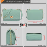 Adisa Women'S Girls Quilted Cross Body Sling Bag (Sl5059-Green),Green,,B09GNDD7F3