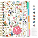 Large Spiral Lined Notebooks for Work with Removable Dividers & Tabs, 8.5 x11 Pretty Hardcover 5 Subject Notebook Journal for W