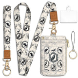 Piefly Goth Crow Lanyard Wallet with ID Badge Holder, Small RFID Wallet Women Keychain Wristlet, Slim Credit Card Holder Case wi