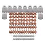 RIVERWELD 100pcs PT31 LG40 JG40 Plasma Cutting Consumables Standard Tips Nozzle 18866 Electrode 18205 Shroud Shield Ceramic Cu