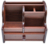 ARURA (LABEL) Polished Wooden Multipurpose Desk Organizer | Pen Stand/Pencil Stand with Drawer | Stationery Stand for Office and