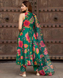 Gosriki Women'S Cotton Blend Printed Anarkali Kurta With Pant & Dupatta (Tanujashri Green-Gs_M_Green_Medium),Green,,B0D5VKSQ49