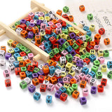 DAHI 1000PCS Cube Letter Beads Colorful Square Alphabet Beads A-Z Acrylic Letter Beads for Jewelry Making (Black Color 6x6mm)