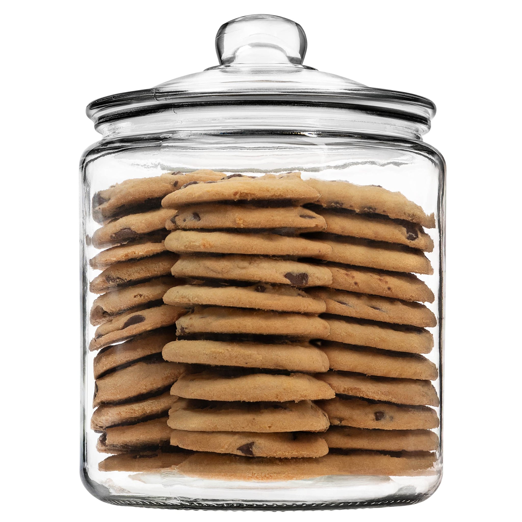 1 Gallon Glass Cookie Jar - Large Food Storage Container with Airtight Lid - Keep Fresh Flour, Chewy Pet Treats, Candy, Dried Fo