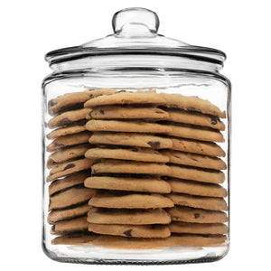 1 Gallon Glass Cookie Jar - Large Food Storage Container with Airtight Lid - Keep Fresh Flour, Chewy Pet Treats, Candy, Dried Fo