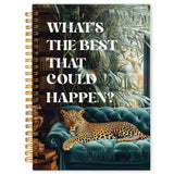WARDOS Maximalist Emerald Green Cheetah Leopard Inspirational Notebook Journal 5.5x8.3, What's the Best That Could Happen Motiva