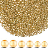 LAIDANLA 1500pcs Gold Spacer Beads for Bracelets 3 Sizes Gold Beads Smooth Round Plastic Brass Beads Bulk for Jewelry Making Nec