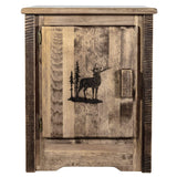 Montana Woodworks Homestead Collection Accent Cabinet With Laser Engraved Elk Design, Left Hinged, Stain & Clear, Stained & Clea