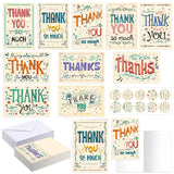 Motiskyy 50 Set Teacher Thank You Cards with Envelopes & Stickers - Retro Appreciation Greeting Blank Note Cards for Employee Vo
