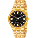 Wrightrack Astrological Gold Full Roman Black Dial Golden Stainless Steel Bracelet For Luck And Prosperity Men'S Analog Watch