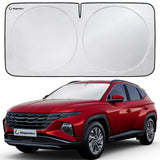 Magnelex Car Windshield Sunshade - Advanced Light-Blocking Protection, Foldable Sun Shade with Mirror Cut-Out Keeps Your Vehicle Cool, Fit for Cars, Trucks, and SUVs - Large (64 x 34 in)