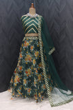 Fashion Basket Women'S Floral Organza Semi Stitched Green Lehenga Choli Green Free Size Fb-Lh-L8097-Green