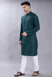 Divisive Men'S Embroidered Cotton Blend Only Slim Fit Kurta (Dkrt384_M_Dark Green)