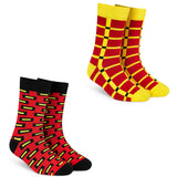 Dynamocks MenS And WomenS Combed Cotton Designer Crew Length Socks (Pack Of 2) (Multicolour, Free Size) (Crew Vivid + Dashin