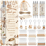 145 Pieces Coffee Baby Shower Favors for Guest A Baby is Brewing Ballpoint Pens and Keychains Gifts Bulk Retractable Baby Shower