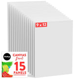 Chalkola Paint Canvas Panels 9x12 inch (15 Pack) for Acrylic Painting & Oil Art, Primed 100% Cotton Boards, Acid-Free for Profes