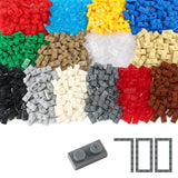 Feleph Basic Parts 700 Pieces Plate 1x2 Multicolored Building Creative Play Blocks Set Toy Classic Compatible with 3023 Major Ba