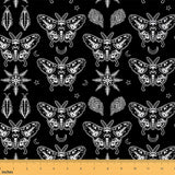Boho Moth Upholstery Fabric by The Yard, Bohemian Moth Skull Reupholstery Fabric for Chairs, Universe Stars Moon Skeleton Decora