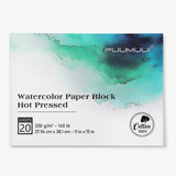 Fuumuui Watercolor Paper Block 11x15 Inch, Smooth Surface 100% Cotton Watercolor Paper, 20 Sheets, 140lb/300gsm, Hot Press, Acid