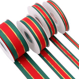 4 Rolls Stripe Christmas Ribbon with Gold Edges, Christmas Tree Decor, Ribbon for Gift Wrapping, Wedding, and Christmas Decorati
