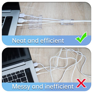 50 Pcs Heavy Duty Cable Clips Transparent with 100 Screws, Attom Tech Clear Self-Adhesive Cable Organizer Cord Management System
