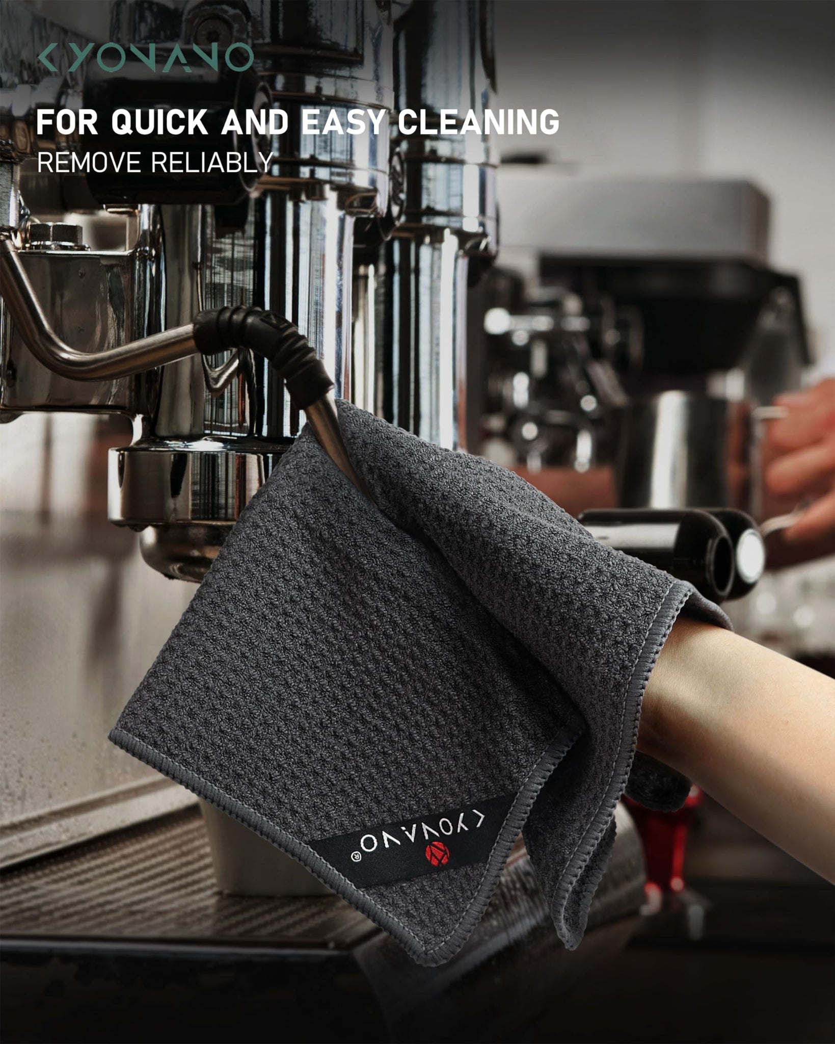 KYONANO Barista Micro Cleaning Towels 4 Pack - Make The Perfect Coffee or Espresso - Coffee Accessories for Barista to Clean Ste