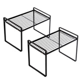 Shantton 2pk Kitchen Cabinet Shelf Counter Organizer Rack Pantry Storage Bathroom Bedroom Office Table Desk Space Saving Steel F