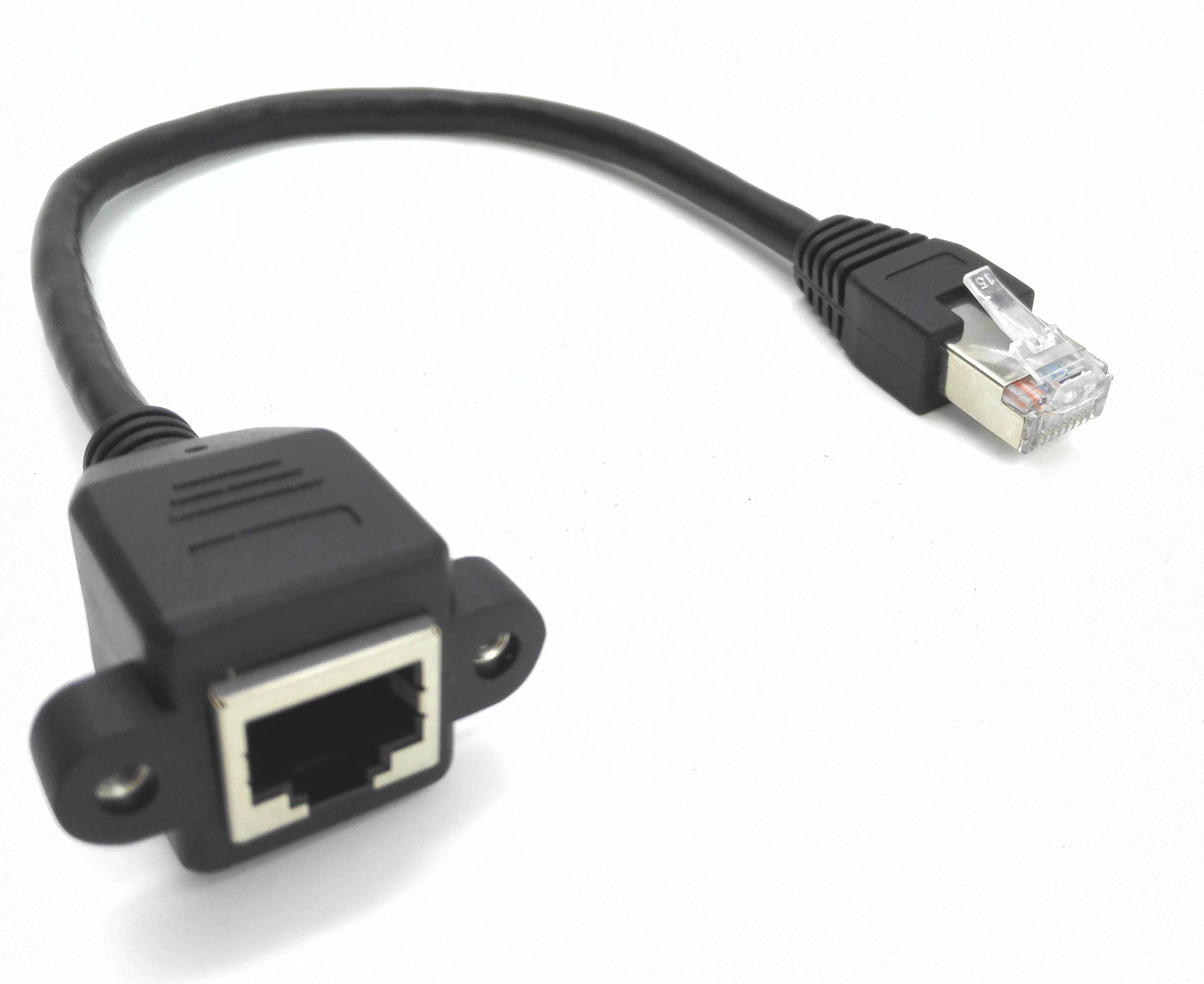 zdyCGTime 10inch Cat6e RJ45 M/F Shielded Ethernet Network Screw Panel Mount Extension Cable (10inch RJ45)