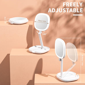 Beautifive Makeup Mirror with Light and Magnification, 10X/1X Light Up Makeup Mirror Travel Lighted Make Up Mirror with Adjustab