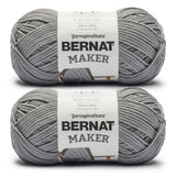 Bernat Maker Gray Yarn - 2 Pack of 250g/8.8oz - 72% Cotton 28% Nylon - #5 Bulky - 290m/317Yards - for Knitting, Crochet and Amig