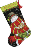 Dimensions Snowman and Bear Needlepoint Christmas Stocking Kit, 16 Long, Multicolor, 6 Piece