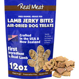 Real Meat Dog Treats - 12oz Bag of Bite-Sized Air-Dried Lamb Jerky for Dogs - Grain-Free Jerky Dog Treats, Free-Range, Grass Fed