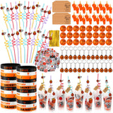 Weysat 268 Pcs Sport Party Favors Sets for 24 People Birthday Gifts Goody Cups with Straws Key Chains Whistles Silicone Wristban