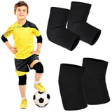 2 Pairs Kids Elbow Brace Knee Brace Tennis Compression Knit Knee Sleeves Arm Elbow Sleeve Elbow Support for Boys Girls Teen Bask