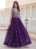Fashion Basket Pink Anarkali Kurta Set With Embroidered Work For Women (In, Alpha, L, Regular, Standard, Purple)