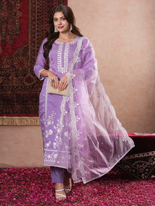 Gosriki Women'S Rayon Blend Straight Embroidered Kurta With Pant & Dupatta (Rosewood Purple-Vks07-Gs_Xxl_Purple_Xx-Large),Purple,2,B0DM1SRL4L